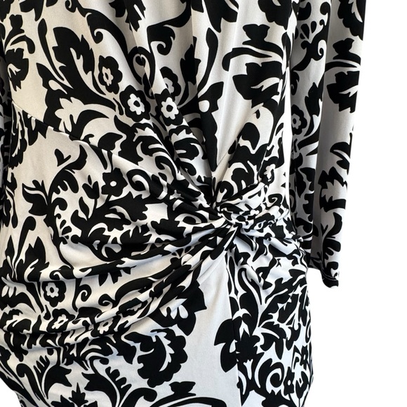 INC International Concepts Monochrome Floral Long Sleeve Dress - Picture 5 of 10